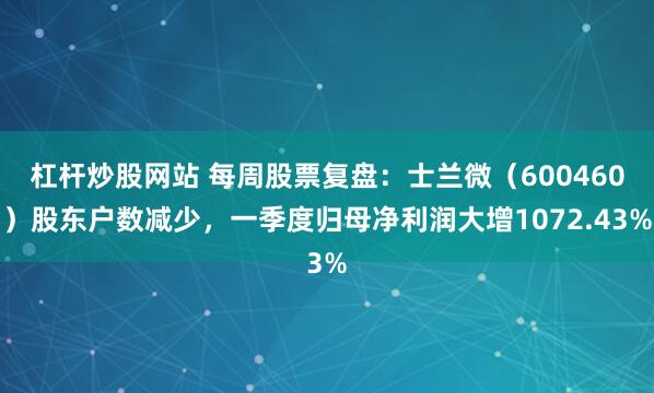 杠杆炒股网站 每周股票复盘：士兰微（600460）股东户数减少，一季度归母净利润大增1072.43%