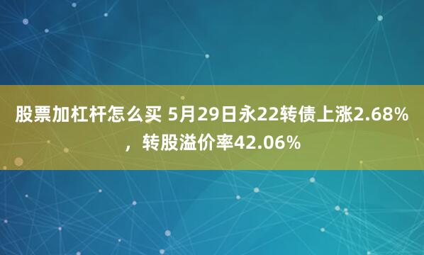 股票加杠杆怎么买 5月29日永22转债上涨2.68%，转股溢价率42.06%