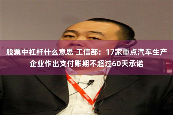 股票中杠杆什么意思 工信部：17家重点汽车生产企业作出支付账期不超过60天承诺